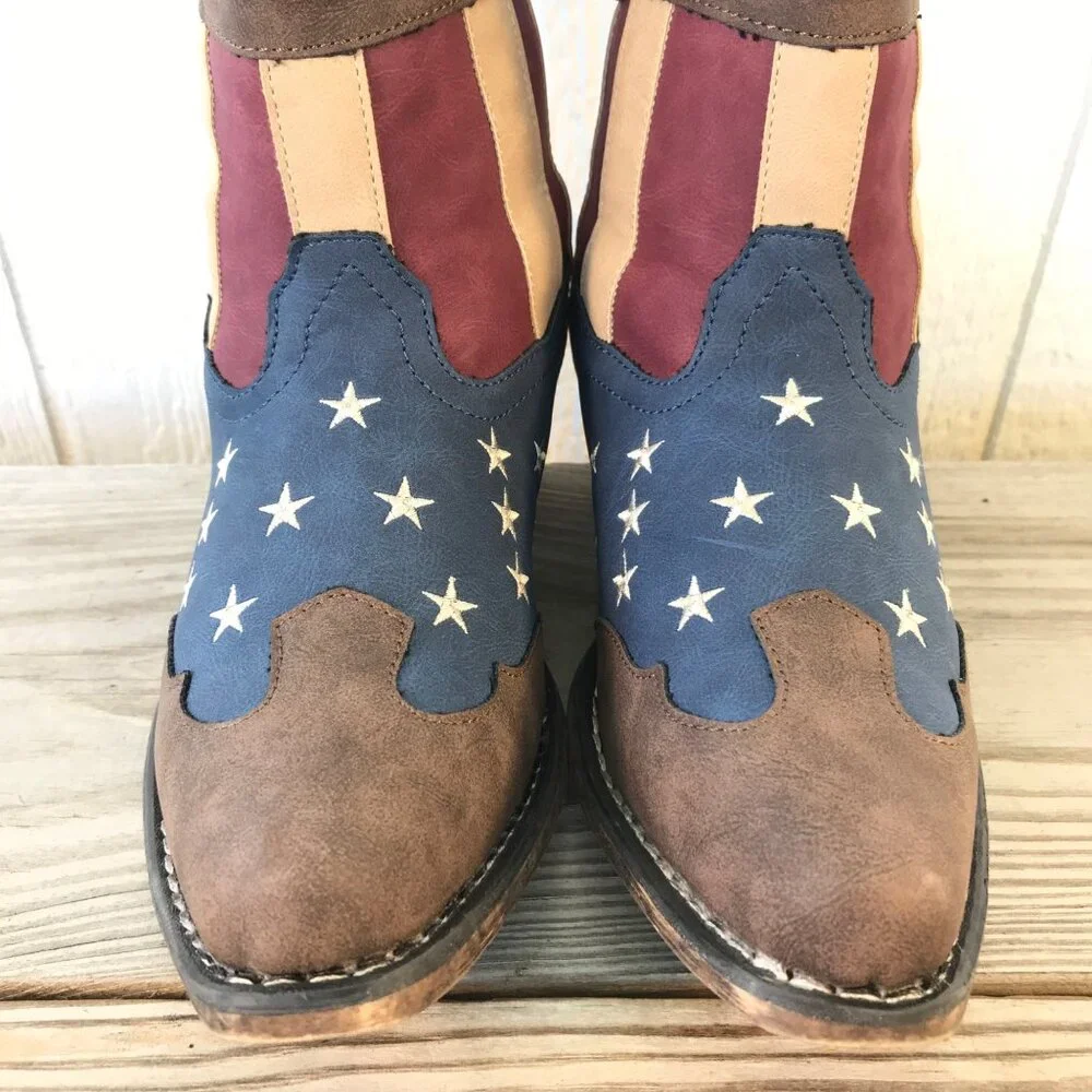 Roper Stars n Stripes Womens Western Ankle Boots 9.5 09-021-1567-2117